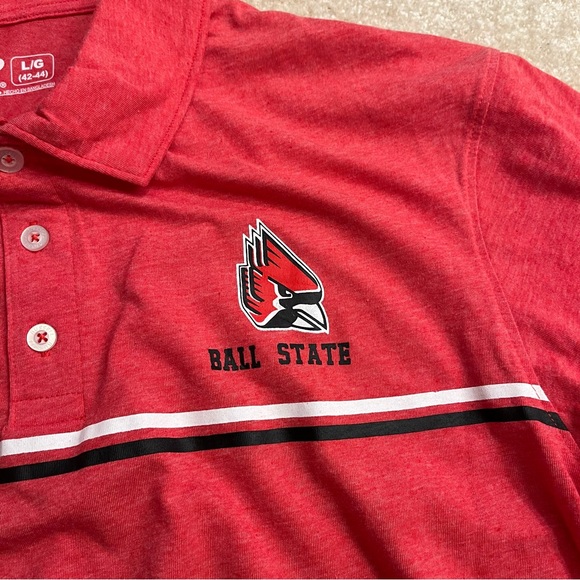 NEW Ball State Cardinals Polo Shirt Mens Large Red Golf Logo College NCAA NWT - Picture 3 of 9